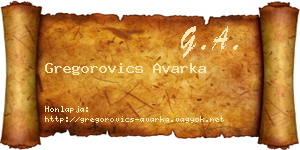 Gregorovics Avarka névjegykártya